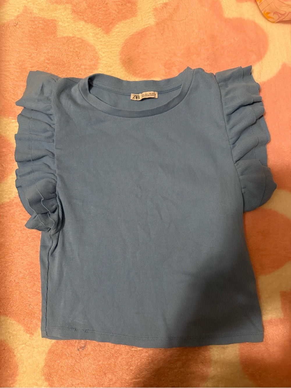 Zara Kids Light Blue Ruffle Sleeve Tee